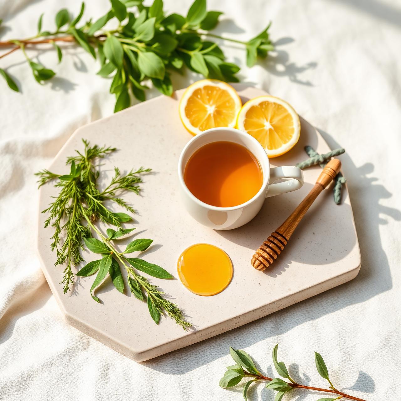 Spa ritual with herbs, honey and tea